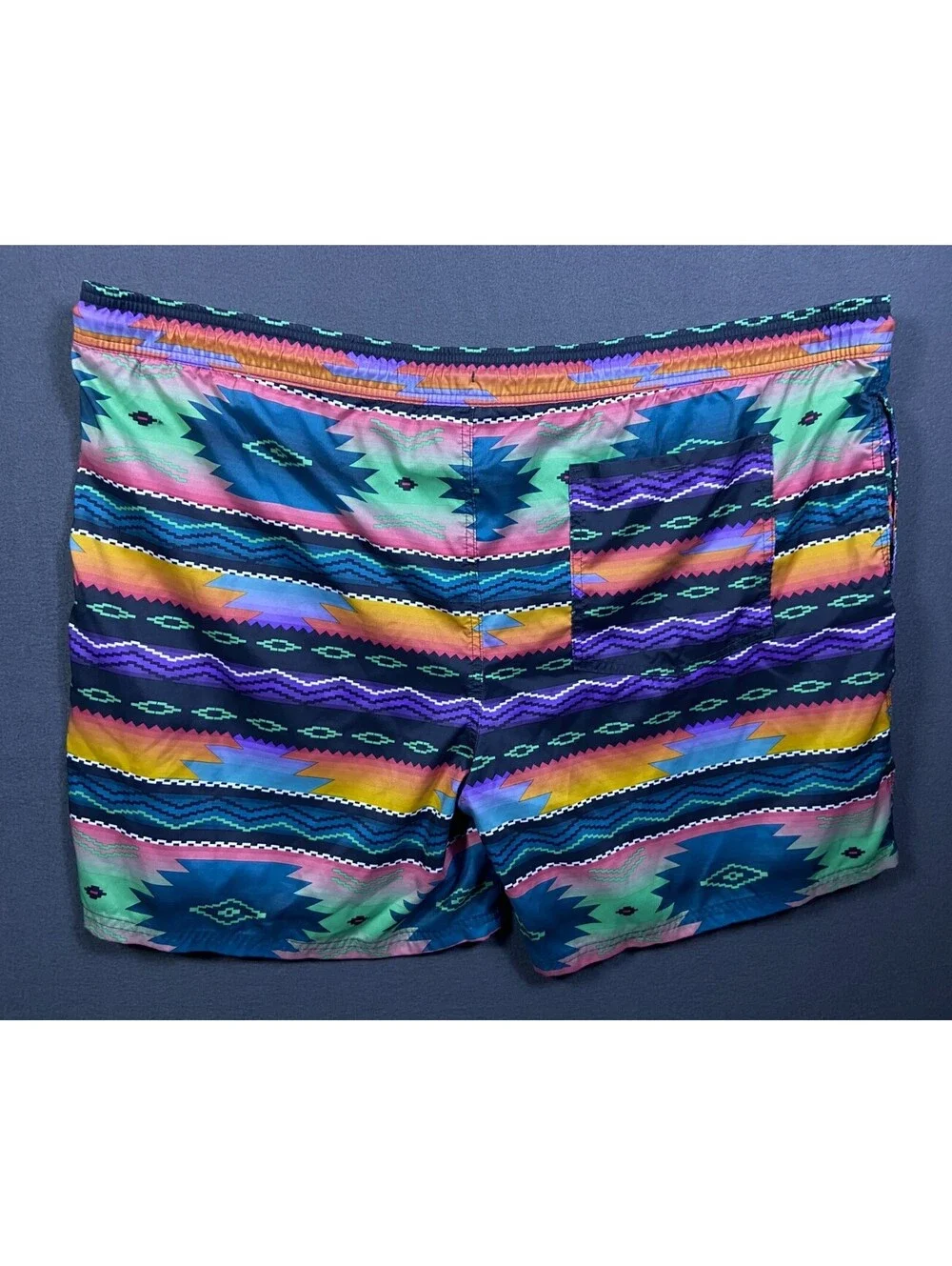 No Boundaries Y2K Surf Tribal Aztec Geometric Swim Trunks Mens XXL (44-46) EUC!